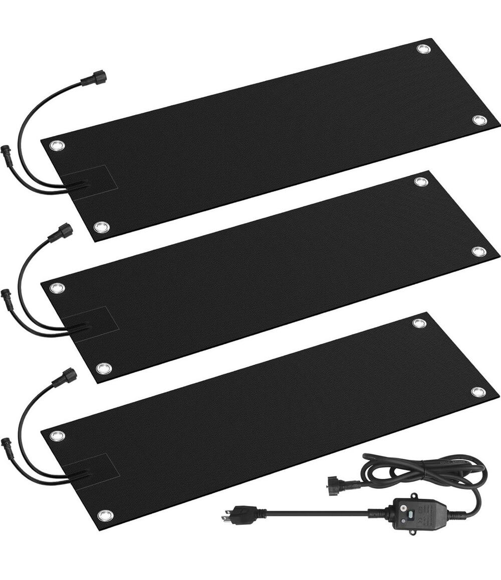 3 Pcs Heated Snow Melting Mats, 10 X 30 in No-Slip Rubber Heated Outdoor Mats, S